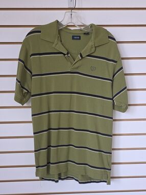 Izod Olive Green Striped Polo Shirt